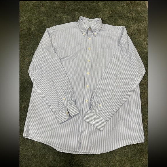 L.L. Bean Other - L.L. Bean Men's Blue and White Stripe Button-Down Dress Shirt